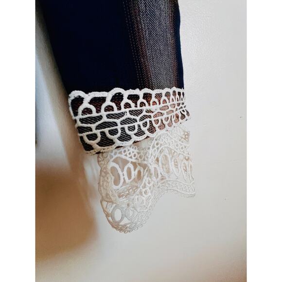 Joyfolie Plaid Lace Trim Peasant Blouse Top Small Sample Boho Cottagecore S - Picture 3 of 8